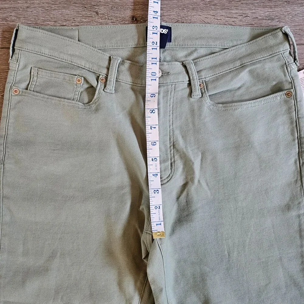 Lands End Chino Pants Mens 34 Straight Fit Green Cotton Viscose Blend Stretch
